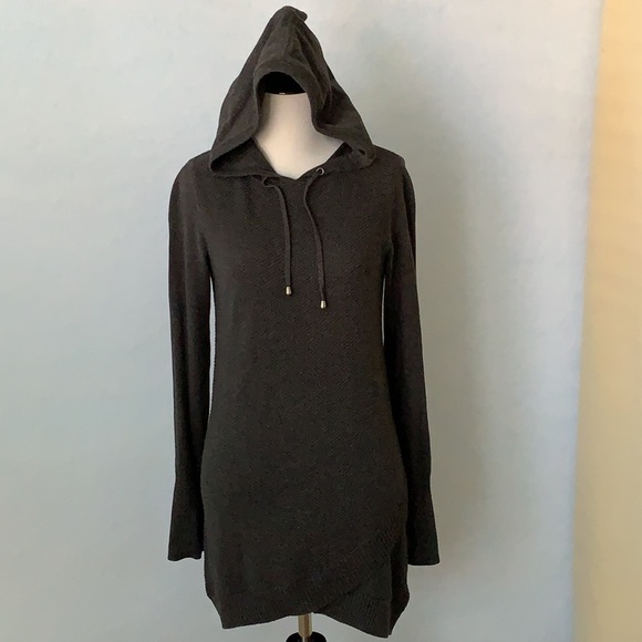 Dakini Dark Gray Hooded Long Sweater Dress - Picture 9 of 12